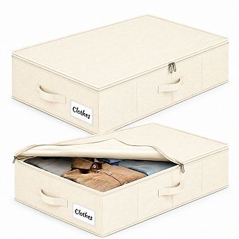 2/3 Pack Foldable Underbed Storage Organizer Waterproof Linen Fabric Sturdy Closet Dorm Bin