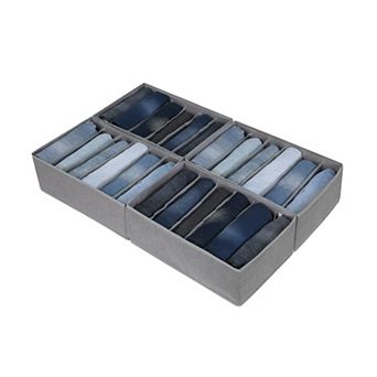 4-Pack 6 Grid Drawer Organizer For Jeans Pants Shirts Legging Closet Wardrobe