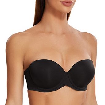 Women's Push Up Strapless Bra Padded Underwire Stay Put Lift Support