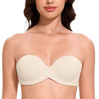 Women's Push Up Strapless Bra Padded Underwire Stay Put Lift Support