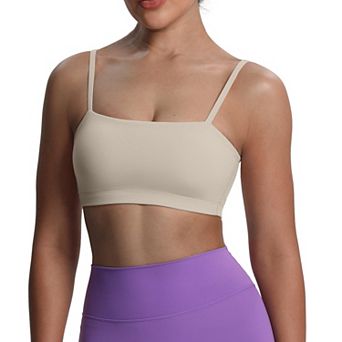 Women's Bandeau Sports Bra Low Support Stretch Workout Yoga Top