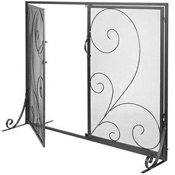 VEVOR Fireplace Screen 1 Panel with Door, Sturdy Iron Mesh, 39"(L) x31.6"(H) Spark Guard Cover