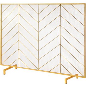 VEVOR Fireplace Screen Single Panel, Sturdy Iron Mesh, 38.6"(L) x29.8"(H) Spark Guard Cover