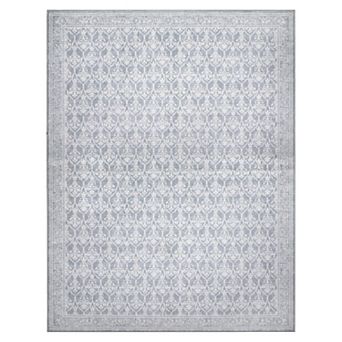 Laura Ashley Eden Trellis Gray Washable Printed Velvet Rug