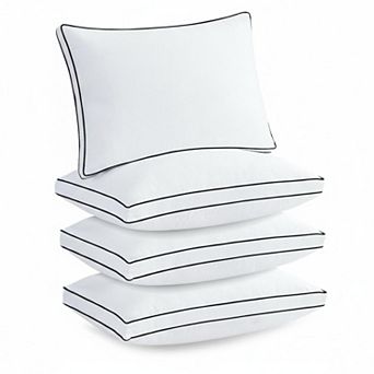 Queen Size Bed Pillows Set of 4 Gusseted Down Alternative Fluffy Supportive Certified