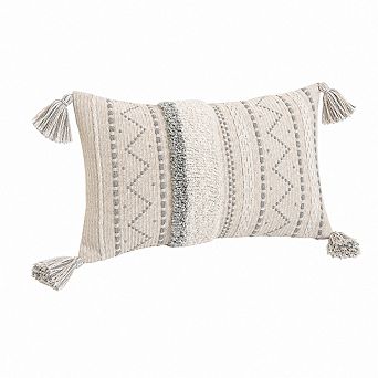Lumbar Pillow Cover Tufted Tassel Boho Decorative Throw Cushion Case