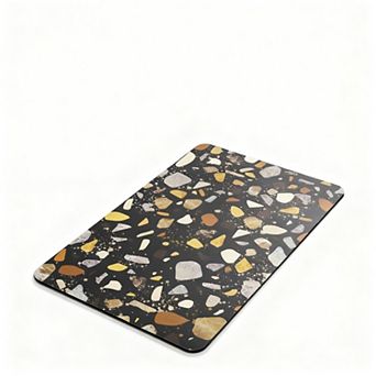 Thin Absorbent Bath Mat Rubber Backing Quick Dry Faux Suede Bathroom Rug