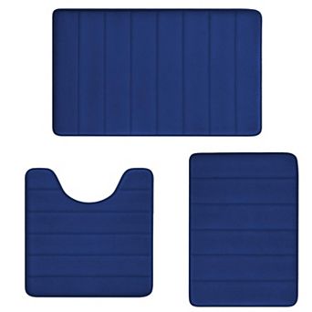 Memory Foam Bath Rug Set Non Slip Absorbent Plush Bathroom Mats Machine Washable