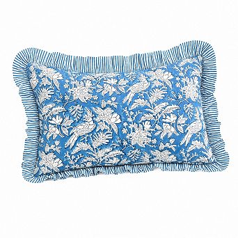 100% Cotton Hand Block Print Ruffle Farmhouse Throw Pillow Covers Boho Decor