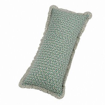 Cotton Block Print Ruffle Edge Decorative Pillow Cover Farmhouse Boho Home Decor