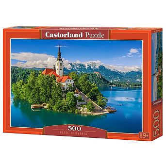 CASTORLAND 500 pc Jigsaw Puzzles, Bled, Slovenia, Historic church, Lake view, Alps, Adult Puzzle
