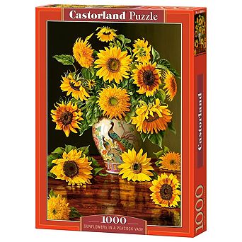 CASTORLAND 1000 pc Jigsaw Puzzles, Sunflowers in a Peacock Vase, Ch. Pierce, Painting, Adult