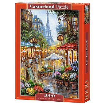 CASTORLAND 1000 pc Jigsaw Puzzles, Spring Flowers, Paris, France, Colorful Eiffel Tower, Adult