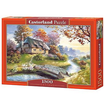 CASTORLAND 1500 pc Jigsaw Puzzles, Cottage, Charming Nook, Pond, Countryside, Adult Puzzle