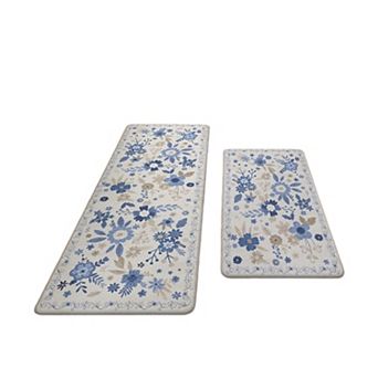 2 pc Farmhouse Anti Fatigue Kitchen Mat,17.3"x47"+17.3"x30"