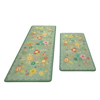2 pc Farmhouse Anti Fatigue Kitchen Mat,17.3"x47"+17.3"x30"
