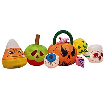 Merck Hearth 8ft Inflatable Pumpkin Halloween Decoration Candy Eyeball Ghost Design Outdoor