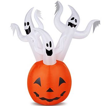 Merck Hearth 5.9ft Inflatable Pumpkin Ghost Halloween Decoration Flame Effect Outdoor Decor