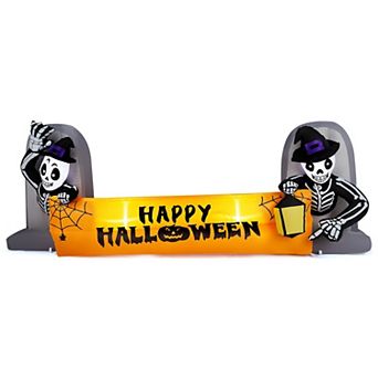 Merck Hearth 9.6ft Inflatable Skeleton Banner Halloween Decoration Tombstone Design Outdoor