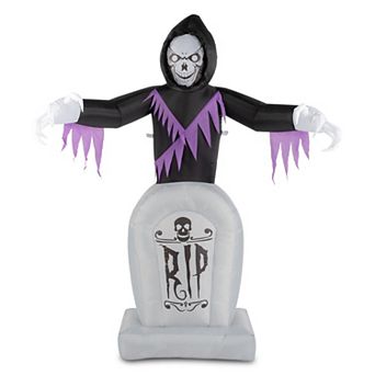 Merck Hearth 6 ft Inflatable Grim Reaper Halloween Decoration Graveyard Design Party Decor