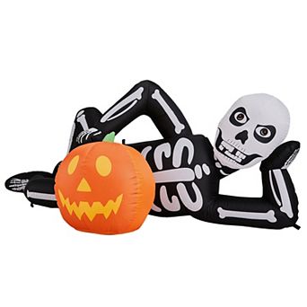 Merck Hearth 7 ft Inflatable Lying Skeleton Halloween Decoration Outdoor Holiday Decor