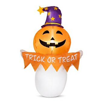 Merck Hearth 3.4 ft Inflatable Ghost Halloween Window Decoration with LED Lights for Outdoor