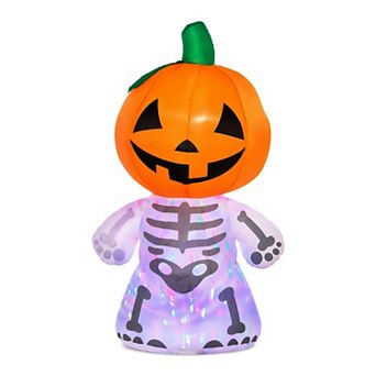 Merck Hearth 6 ft Inflatable Pumpkin Skeleton Halloween Decoration LED Light for Outdoor