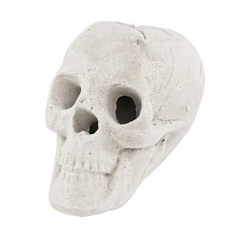 Merck Hearth 8.5" Halloween Fire Pit Skull Decoration Ceramic Skull Flame Effect Party Decor