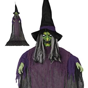 Merck Hearth 11.8 ft Animated Witch Halloween Decoration Sound Activated Hanging Decor