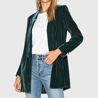 Womens Casual Velvet Blazer Long Sleeve Notched Lapel Open Front Business Work Office Suit Jackets