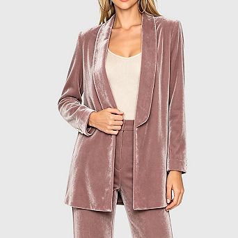 Womens Casual Velvet Blazer Long Sleeve Notched Lapel Open Front Business Work Office Suit Jackets