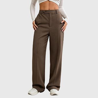 Women Wide Leg Work Pants High Waisted Dress Trousers Business Casual Palazzo Slacks with Pockets