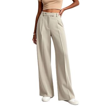 Women Wide Leg Work Dress Pants High Waisted Business Casual Palazzo Slacks with Pockets