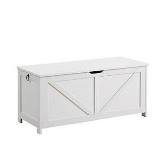39 in Particle Board Storage Chest Storage Bench Toy Box Organizer with 2 Hinges, Easy Assembly