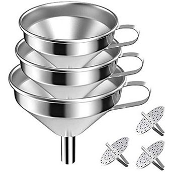 Stainless Steel Kitchen Oil Funnel set of 3 for Filling Bottles, 15cm
