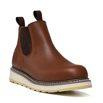 HANDPOINT Men's Soft Toe Brown Leather Chelsea Work Boots