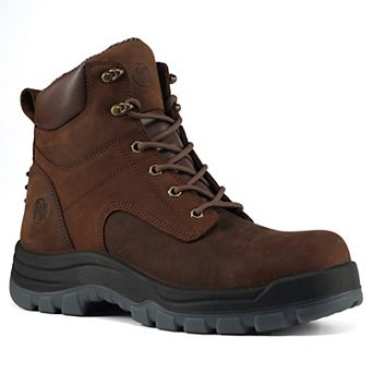 HANDPOINT Men's 6-Inch Soft Toe Slip-Resistant Brown Leather Work Boots