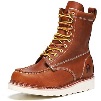HANDPOINT Men's 8-Inch Soft Toe Slip-Resistant Brown Leather Work Boots