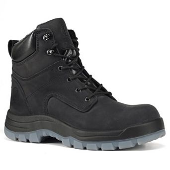 HANDPOINT Men's 6-Inch Soft Toe Slip-Resistant Black Leather Work Boots