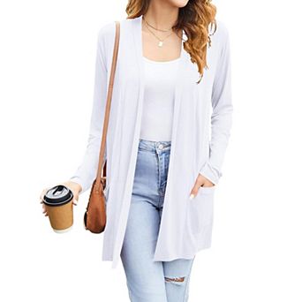 Women's Lightweight Open Front Cardigan Long Sleeve Sweater with Pockets