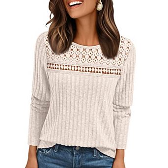 Women's Long Sleeve Sweater Top Crew Neck Casual Pullover