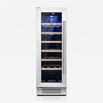 Yeego 12" Dual Zone Wine Cooler ,17-Bottle Built-in & Freestanding wine Fridge, Stainless Steel