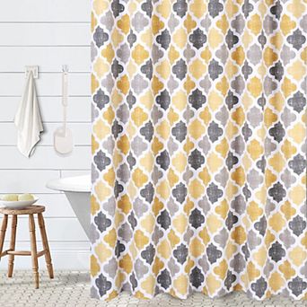 Geometric Shower Curtain, Cotton Blend, Waterproof, Quick Dry, Farmhouse, 72x72/35x72