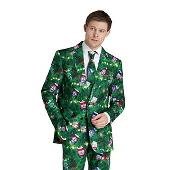 Men's Suitmeister 3 pc Christmas Beer Can Tree Suit Set
