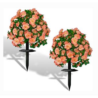 Artificial Plants Topiary Balls Outdoor Set of 2 with Ground Spike for Home Porch Patio Garden Decor