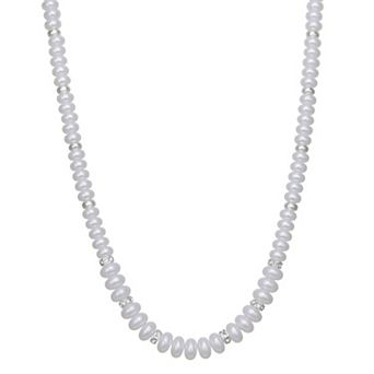You're Invited Silver Tone Simulated Pearl Collar Necklace