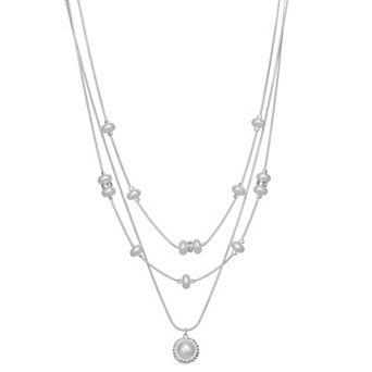 You're Invited Silver Tone Simulated Pearl Layered Necklace