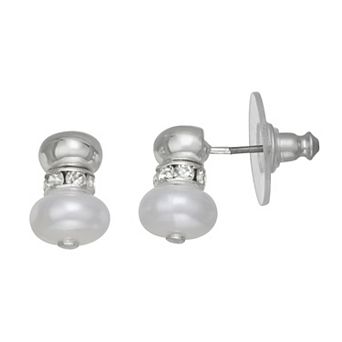 You're Invited Silver Tone Simulated Pearl & Crystal Drop Earrings