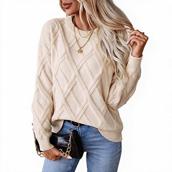 Women's Loose Crew Neck Long Sleeve Pullover Sweater