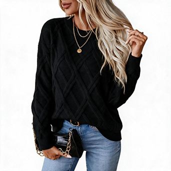 Women's Loose Crew Neck Long Sleeve Pullover Sweater